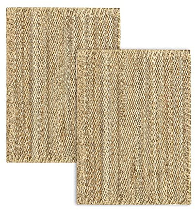 HAMID - Pack 2 Alfombras de Yute Granada 100% Fibra de Yute Natural - Alfombras Suave - Tejida a Mano - Alfombra de Salón, Comedor, Dormitorio, Pasillos, Entrada - Natural (70x50cm) 2uds…