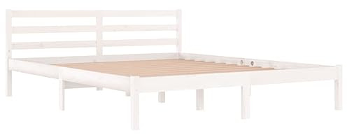vidaXL Massivholzbett Bettgestell Bett Doppelbett Holzbett Bettrahmen Lattenrost Schlafzimmerbett Schlafzimmermöbel Kiefer 160x200cm Weiß