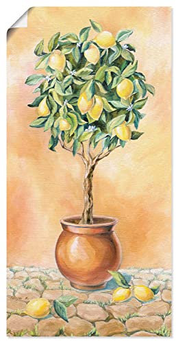 ARTLAND Wanddeko Poster & Kunstdrucke Wandposter Hochformat Botanik Pflanzen Topfpflanze Malerei Creme Zitronenbaum I T5HE
