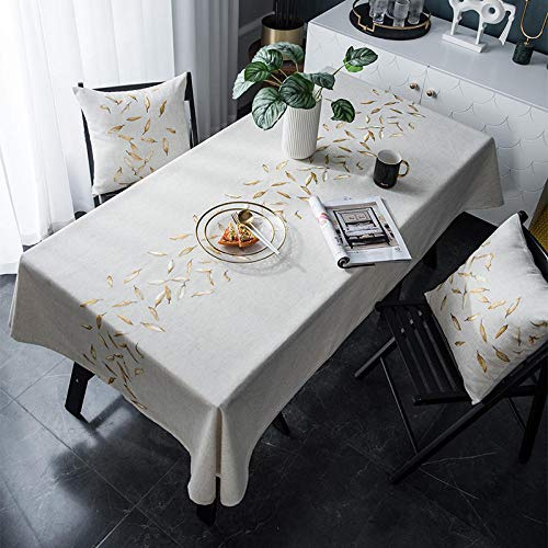 Qkoimpnrd Mantel Mesa Rectangular Antimanchas Impermeable Cubremesa Casa de Algodón Lino Anti Planchado para de Hogar Picnic del Hotel Tienda de Café Beige B 130 × 100cm