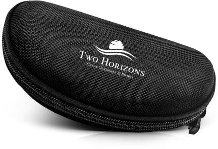 Two Horizons Brillenetui Hardcase groß – Reißverschluss – Gürtelclip – Canvas Optik – Weiches Innenfutter – Hartschale für Sonnenbrillen, Sportbrillen – Damen Kinder Herren