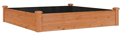 vidaXL Garden Raised Bed, Outdoor Raised Planter with Liner, Planter Pot for Vegetable Fruit, Flower Bed for Yard, Brown Solid Wood Pine