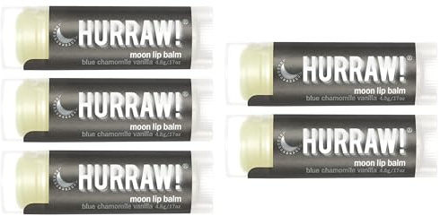 Hurraw! Moon Lippenbalsam für die Nachtpflege (Blaue Kamille und Vanille), organisch, vegan, zertifiziert, Cruelty Free und Glutenfrei, 100 % natürliche Inhaltsstoffe. Ohne Bienen, Soja und Palm. (5)