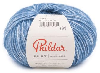 Phildar - Strickwolle PHIL Irise, 50 g – Wolle zum Stricken – 4 % Polyamid, 10 % Polyamid, 68 % Viskose, 18 % Merinowolle – Nadel Nr. 3,5 – Farbe Jeans