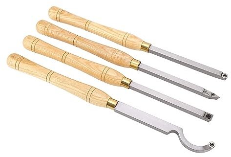 Lot de 4 burins à bois, stables et faciles à utiliser, outil de tournage de burin à lame de carbure cimenté de précision à main de 4 pièces pour menuiserie