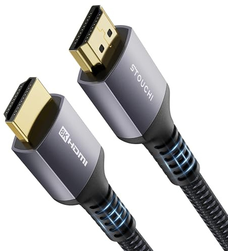 Stouchi HDMI Cable 8K 2.5m(8ft), Ultra HD 48 Gbp/s High Speed 8K60hz 4K120hz 144Hz 165 Hz RTX 3080 DSC eARC Dynamic HDR10 4: 4: 4 HDCP 2.2 & 2.3 Dolby, Compatible with TV / PS5 / Xbox Series X