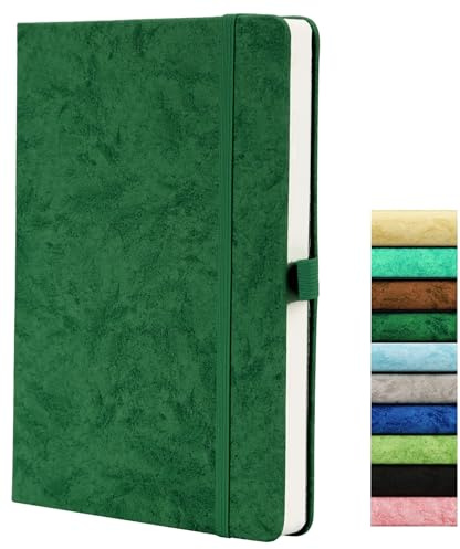 Journal Dotted, Cuaderno Punteado A5, Papel 120GSM, 164 Páginas, Journal de Puntos con Anillo de Pluma, Bolsa Interior, Correa Elástica
