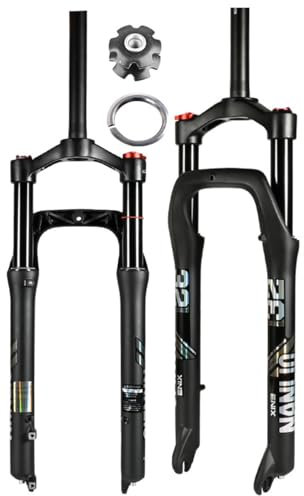 26×4.0 Inch MTB Mountain Fat Gabel Federung 1-1/8'' Fahrradgabel Luftfederung Gerades Rohr 105mm Federweg Schnellspanner 9×135mm QR Scheibenbremse