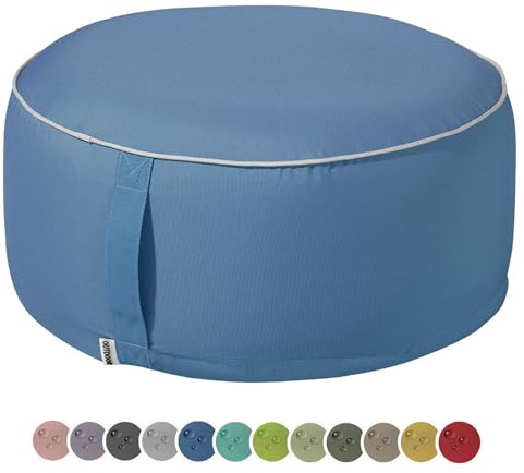 heimtexland Outdoor Pouf wetterfest Garten Hocker Typ551 Blau | Sitzsack schmutz- und wasserabweisend Bodenkissen Fußhocker aufblasbar Yoga Sitzkissen Lounge Pool Party Terrasse Deko