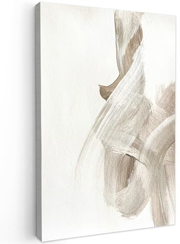 MuchoWow© Bilder Wohnzimmer Deko Modern Wandbild Kunstdruck auf Leinwand | 60x90 cm - Bild Schlafzimmer über Bett Room Decor Geschenke Abstrakt - Moderne Kunst - Beige