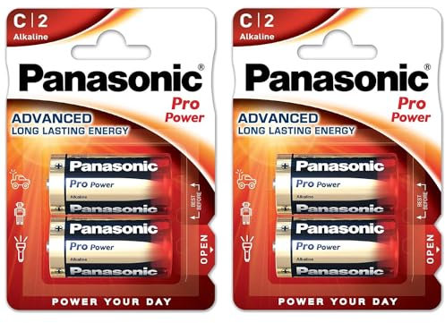 PANASONIC Lot de 2 Blisters de 2 Piles Pro Power Gold LR14/C - 1,5V
