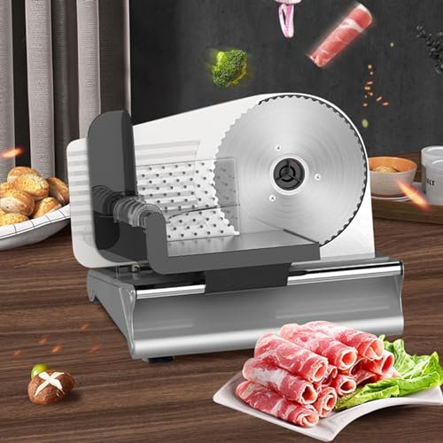 YEHOZZ Meat Slicer Machine, 200w Meat Deli Slicer Commercial Deli Meat Slicer with Removable Stainless Steel Blades for Mutton Roll Ham Cheese Bread