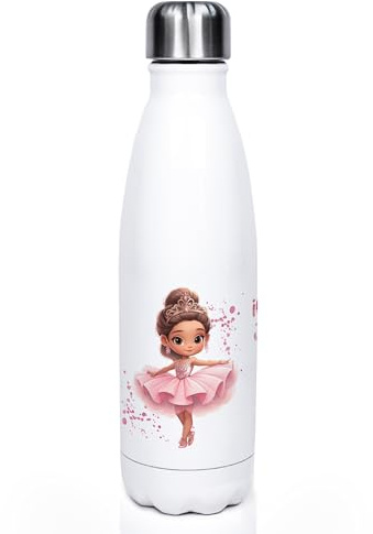 GRAZDesign Wasserflasche Ballerina mit Namen personalisiert zur Einschulung, Thermosflasche Kinder 500ml