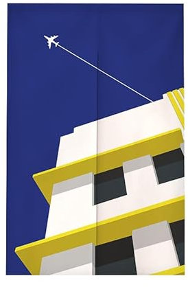 Türvorhang Gelb Blaues Flugzeug Küchenvorhänge Polyester Raumteiler Vorhang Kurz Scheibengardinen mit Teleskopstange Vorhänge Kurz Türvorhang Insektenschutz Fliegenvorhang Terrassentür 80x120cm