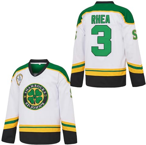 Herren 3 Ross The Boss Rhea ST John's Shamrocks Hockeytrikot mit EMHL-Patch weiß grün schwarz, Weiss/opulenter Garten, Klein