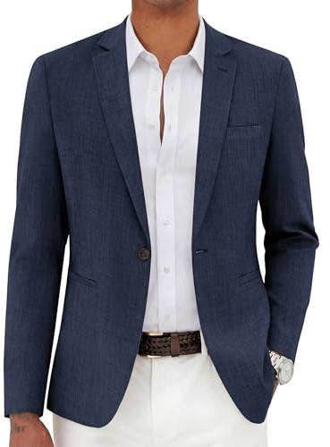 COOFANDY Men's Casual Blazer Slim Fit Lightweight Sport Coat One Button Suit Jacket Navy Blue