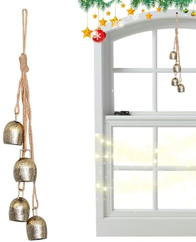 Weihnachtskuhglocken,Kuhglocken für rustikale Weihnachtsdekoration - Dekorative Kuhglocke aus Metall mit Juteseil - Lucky Harmony Kuhglocken am Seil, Retro-kreativer Haustier-Türklingel-Anhänger zur D