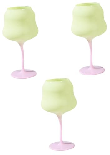 Cabilock 3 Piezas Copa De Vino Decoración Hogareña Decoración Colorida Copas De Almacenamiento De Vino Tazas De Barra Copa De Coctel Copas De Vino Copa De Barra Vino Elegante Cristal Green