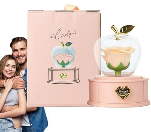 Generico Fiori stabilizzati Rosa, per sempre Rosa, Fiori per sempre infinito rosa, Rosa eterna con cassetto portaoggetti per mamma, moglie, fidanzata, per il compleanno, San