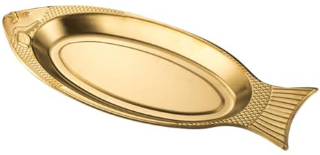 DECHOUS Decorative Food Plates Fish Shaped Plate Family Gatherings Stainless Steel Roasting Pan Appetizer Tray