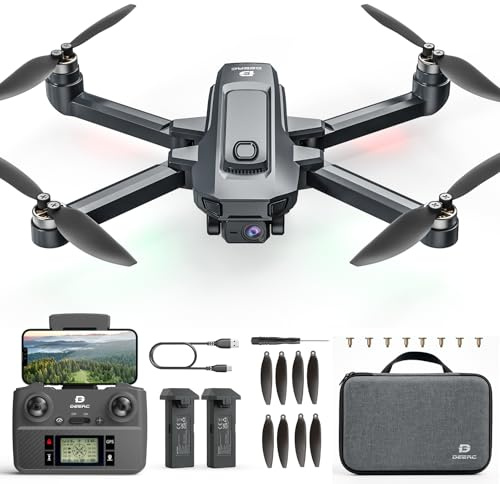 DEERC D35 Drone con Fotocamera 8K per Adulti, Quadcottero RC Pieghevole con Ritorno Automatico GPS, Motore Brushless, Follow Me, Volo Circolare, Mantenimento dell'Altitudine, 40 Minuti di Volo