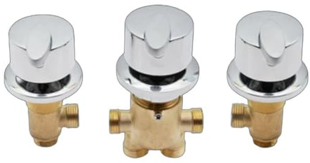 3 Pcs Diviser Robinet De Baignoire En Laiton,Robinets De Bain aves Cartouches céramique,Mitigeur Salle Bain Pour Cabine Ou Hammam(Poignée feuille)
