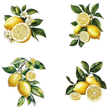 GORGECRAFT 4 Unidad de Calcomanías de Limón para Ventana con Diseño de Frutas de Verano Y Hojas Verdes Estáticas para Puertas Corredizas de Vidrio Pegatinas de Alerta Decorativas Redondas Prevenir