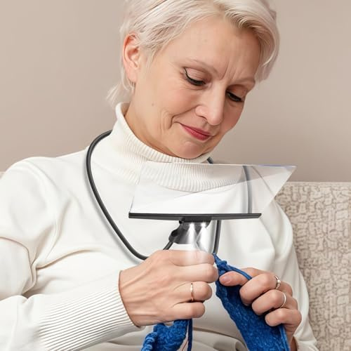 Cicano 5X Large Magnifying Glass for Reading with Light Hands-Free with Flexible Gooseneck Full Book Page Magnifier Sheet for Repair Sewing Seniors Black