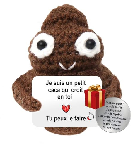 nedit Patate avec Message Positif - Modèle Caca - Idée Cadeau Original - Cadeau Anniversaire Femme/Homme/Ado/Enfants - Patate Tricotée pour la Confiance en Soi - Gadget Insolite Rigolo