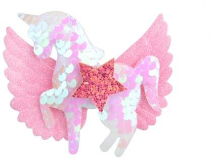 ANDRESLAD 4 STÜCKE Teiliges Einhorn Haarspangen für Mädchen Bunte Glitzer Haarklammern mit Stern Flügel design Festhaltende Haarclips für Vielseitige Frisuren und Besondere Anlässe