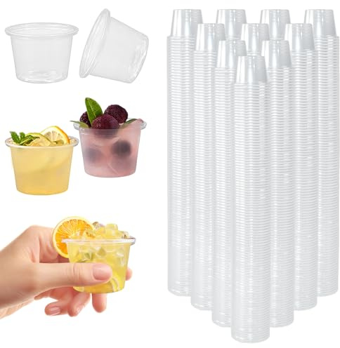 LANSKYLAN Lot de 500 Gobelets À Shot 25 ML Verres À Liqueur Verres À Liqueur Transparents Courts Verres À Shot Gobelets À Shot Gobelets À Dégustation Mini Gobelets pour Fête Jello