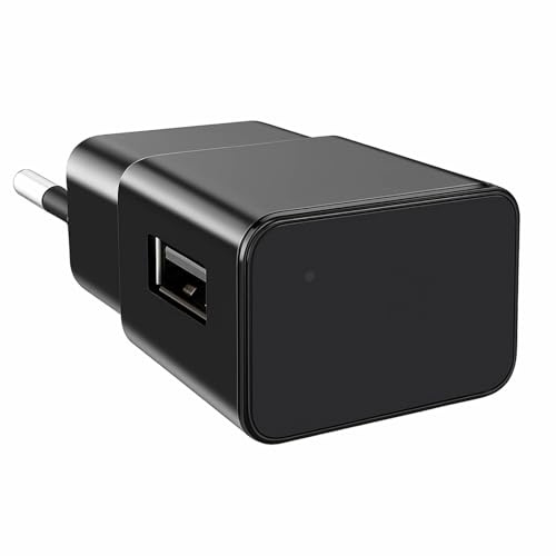 Telecamera spia nascosta in caricatore USB – Full HD 1080p, WiFi, registrazione in loop, app Android/iOS, rilevamento del movimento, supporto MicroSD fino a 256 GB – Telecamera di sicurezza discreta