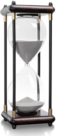 GNEGNI LIFE Reloj de arena, 60 minutos, marco de madera, cristal de arena decorativo para el hogar, escritorio, decoración de oficina