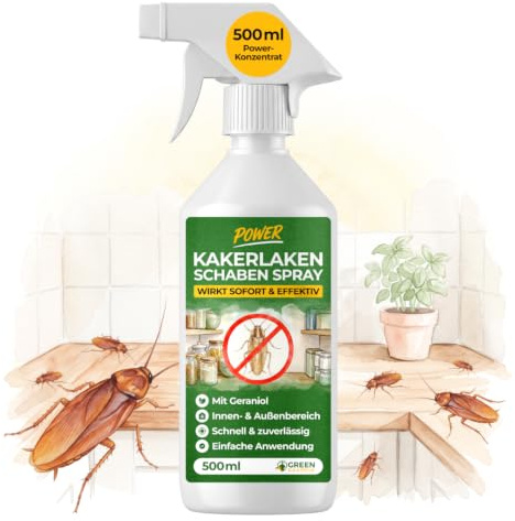 GREEN GUARDIA Kakerlaken/Schaben Abwehrspray – Sprühfertiges Power Konzentrat mit pflanzlichen Ölen | 500 ml für Innen & Außen | sofort, effektiv & nachhaltig