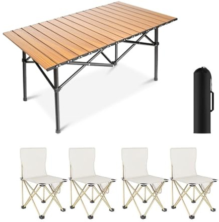 Tragbarer Klapptisch mit Stühlen, kompakter Outdoor-Campingtisch für 1-4 Personen, inklusive Aufbewahrungstasche, perfekt für Grillen, Picknicks, Gärten und Strandpartys