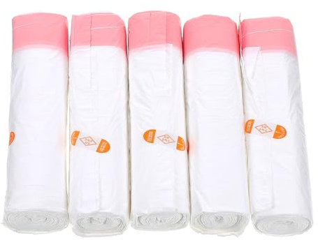 TOVINANNA Drawstring Trash Bags 5pcs, Thickened 45X50Cm White Garbage Bags for Home Kitchen Bathroom, Disposable Portable Refuse Sacks with Tight Closure