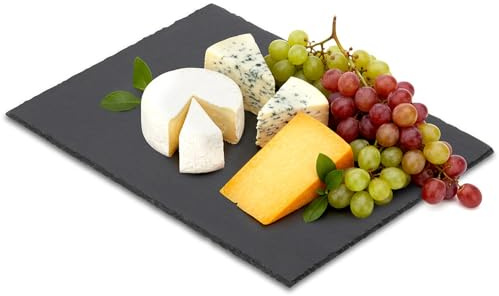 Vilde Pizarra – 40 x 30 cm – Rectangular – Plato de piedra natural con base de fieltro – Para preparar quesos, postres y aperitivos – Para platos fríos y calientes – Elegante accesorio de mesa