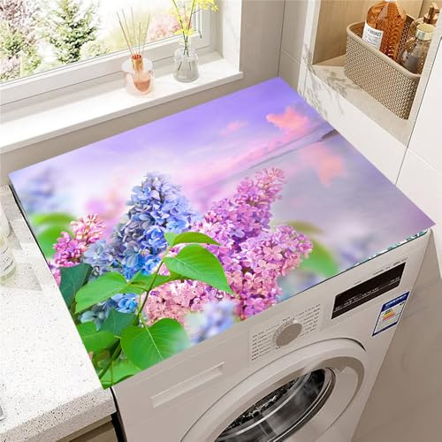 Hearda Housse Machine a Laver Jardin Lavande, Dessus Tapis Lave Linge Antidérapant, Housse de Protection pour Machine à Laver Top, Tapis de Protection pour Dessus Sèche-Linge (Feuilles Vertes,30x40cm)
