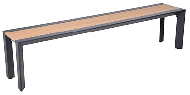 DELUKE Gartenbank Kasper - 180cm Breit, Kunststoff, Anthrazit, Ohne Rückenlehne | Terrassenbank Wetterfest Sitzbank Outdoor Bank