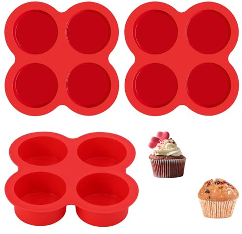 Foonary 3 stampi in silicone per friggitrice ad aria calda, 4 griglie, mini stampi in silicone antiaderenti per cuocere cupcake, torte, budini, stampi versatili in silicone per cucina Airfryer