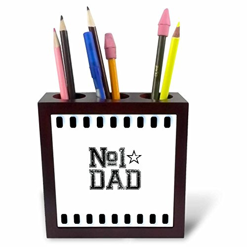 3dRose ph_55603_1 Number 1 Dad-Fathers-Fathers Day Art-Tile Pen Holder, 5-Inch
