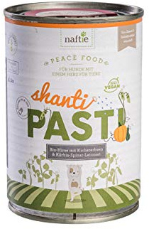 naftie veganes Hundefutter Shanti PASTI 400g Dose Bio Nassfutter Menü mit Hirse Kichererbsen & Kürbis, Spinat, Leinsaat glutenfrei nass feucht vegetarisch (1 x 400g)