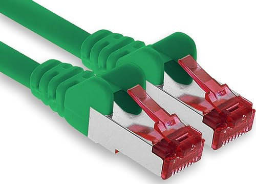 1aTTack.de - 1x 50m CAT6 patch cable S/FTP PIMF shielding CAT.6 RJ45 network cable Ethernet cable DSL LAN router switch modem patch panel - green - 1 piece