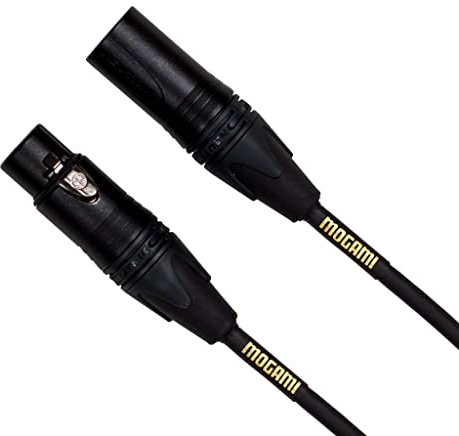 Mogami Gold Studio 02 XLR to XLR Quad Conductor Patch Cable 2 feet with Gold Contacts, XLRM-XLRF Connectors, Pro Audio Noise-Free