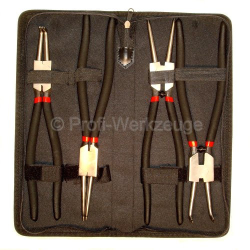 4-TLG. Sicherungsringzangen-Set, Zangenlänge je 225 mm gerade & abgewinkelt