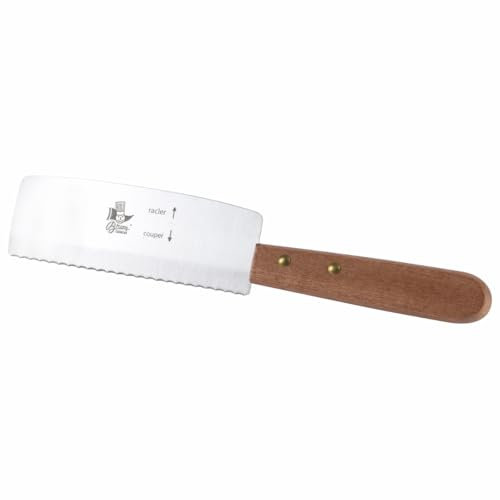 Louis Tellier - Cuchillo Raclette Acero Inoxidable - Cuchillo raclette especial metal y madera - 24,5 x 1,5 x 4,5 cm - Lado corte y lado raclette - Made in France