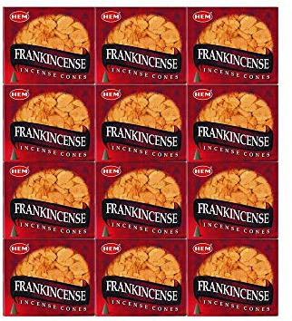 HEM Frankincense Incense Cones (Pack of 12-120 Count) | Long Lasting Aroma | for Positivity, Stress Relief, Air Purifier & Pooja