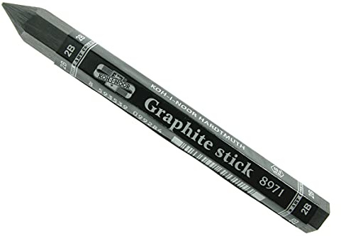 KOH-I-Noor Progresso Jumbo Holzloser Graphitstift 2B, 1 Stück (1 Stück), Grau