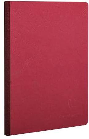 Clairefontaine 795462C häfte A5, linne, åldersväska, linjerad, 96 ark, röd
