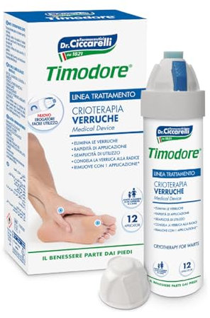 Timodore, Spray Trattamento Antiverruche, Verruche Crioterapia, Rapidità di Applicazione e Semplice Utilizzo, Congela e Distacca, 100% Made in Italy, Dermatologicamente Testato, 75 ml